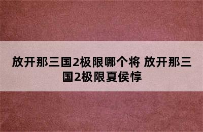 放开那三国2极限哪个将 放开那三国2极限夏侯惇